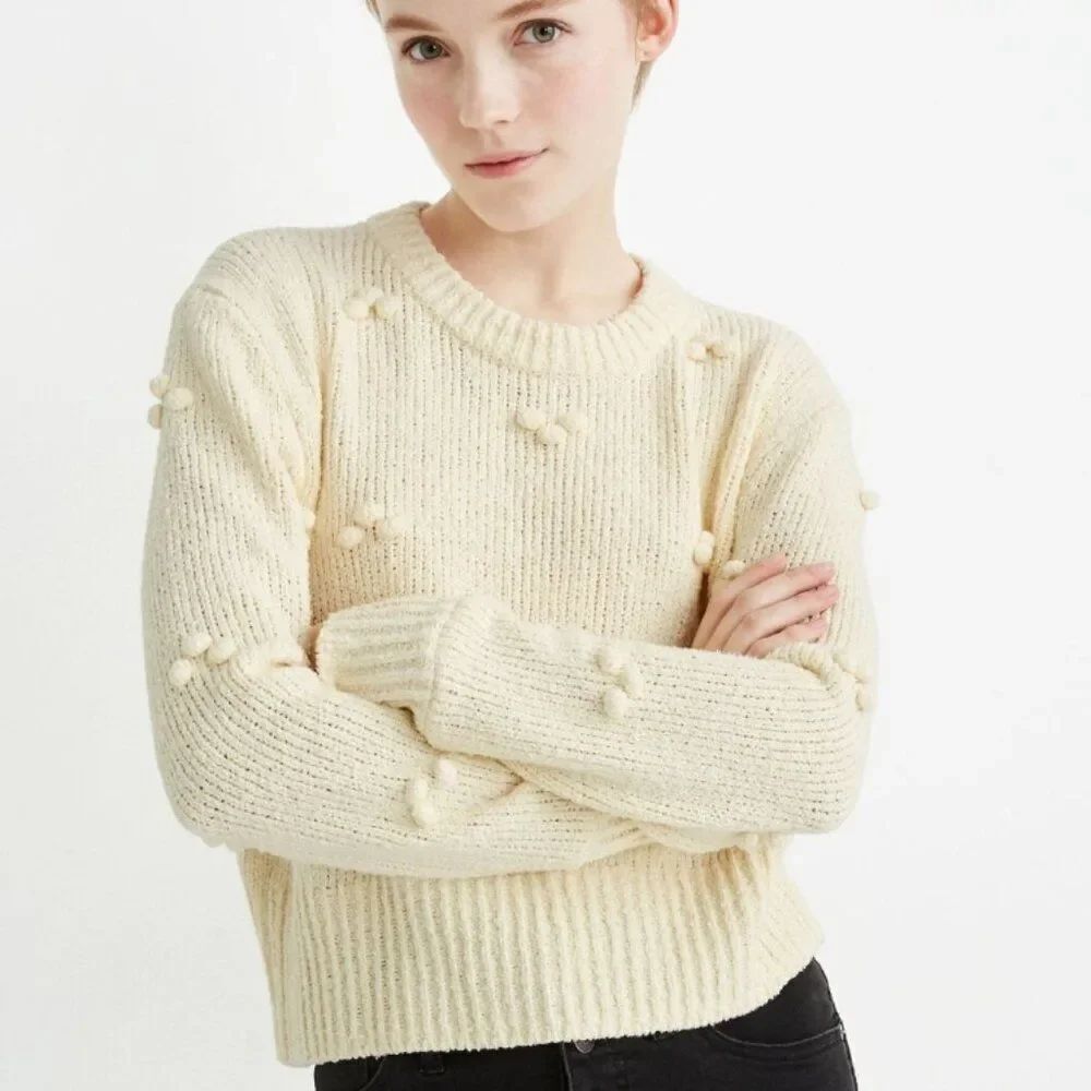 Like New! Madewell Dotted Bobble Pullover Sweater Antique Cream in Size XS